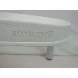 ROBERTO CAVALLI WHITE LEATHER SNAKE MEDALLION LOGO STUD SANDAL 44.5 / 11.5 ITALY Roberto Cavalli | Shoes | Roberto Cavalli White Leather  main image 4